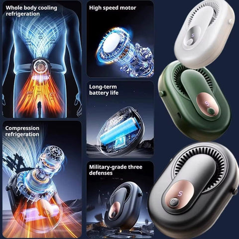 4-Speed Hanging Waist & Neck Fan with Digital Display