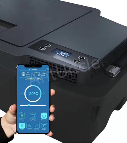 Car Refrigerator 12 Volt Tesla Fridge Model Y Portable 35QT(33L) Car Freezer App Control -4℉-50℉ for Travel Camping Road Trip