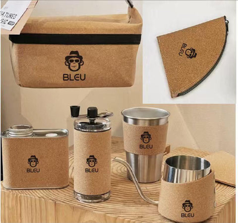 Portable Coffee Kit Coffee Serving Sets-Travel Coffe-e Kit with Grinder-Server-Kettle-Filter-Scale & Steel Drip Funnle, Set-All in Gift Bag (7-IN-1)