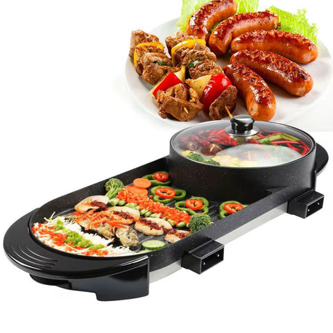 RAF 2-in-1 Electric Hot Pot and Grill, Korean BBQ Style, 1800W Non-stick Rectangular Pan, 25x25cm