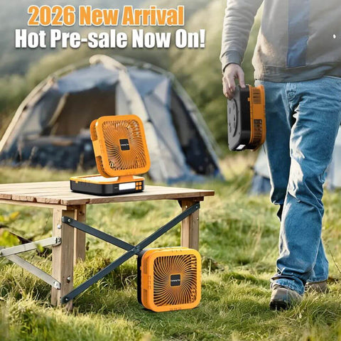 3-in-1 Solar Fan 10000mAh Battery 10W 6-Speed LED Light Power Bank