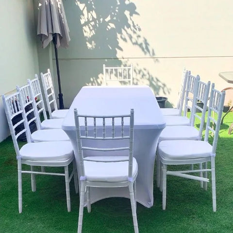 Olmecs White Chivari Party Chair White Bamboo Design with Cushion