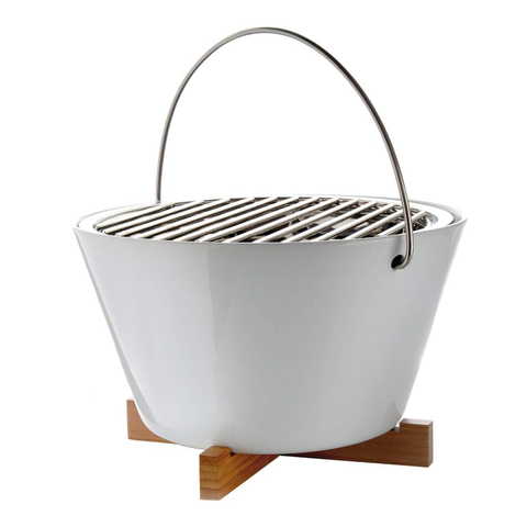 EVA SOLO Porcelain Table Grill, White, Charcoal Fuelled, Convenient Handle