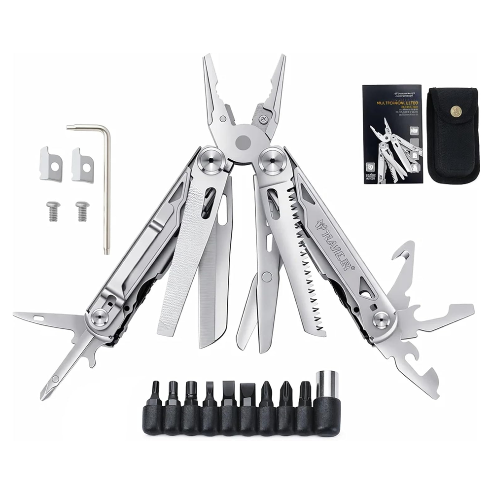 Stainless Steel Multi Tool Pliers – Heavy Duty Multitool with Knife, Saw, Screwdrivers & Wire Cutter - Survival Tool for Camping Tool-3