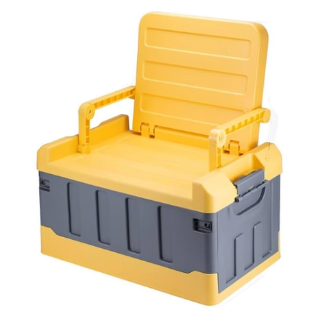 Camping Plastic Storage Box with Lids 60L, Storage Containers Stackable Plastic Bins for Home & Office Organization