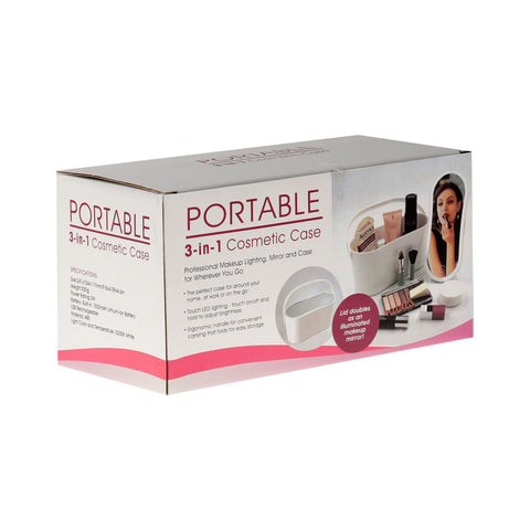 Portable Makeup Case Makeup Mirror With Led Light 3-in1