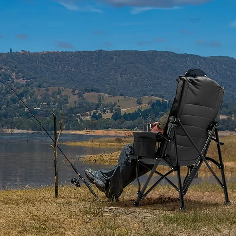 Olmecs Camping Chairs for Adults, Adjustable Backrest Heavy Duty Oversized Folding Chair Supports 350lbs for Outside with Cup Holder