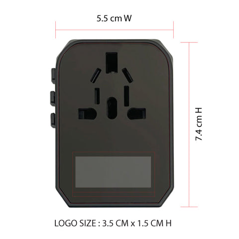 AD 11 Light Up Logo TYPE-C + 4 USB Port Universal Travel Adapter