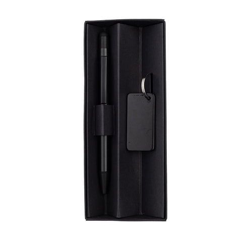 12Pc Pack Gift Set of RCS Recycled Aluminium Pen and Keychain - Black