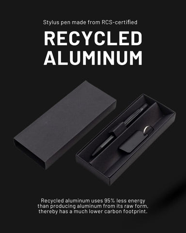12Pc Pack Gift Set of RCS Recycled Aluminium Pen and Keychain - Black