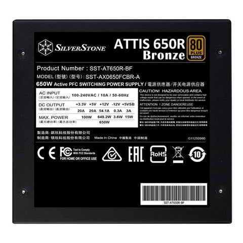 ATTIS 650R Bronze 80 PLUS Bronze 650W ATX 3.1 ATX Power Supply