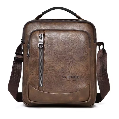 Male Shoulder Briefcase for Man PU Leather Tote Handbag