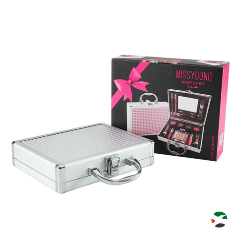 Miss Young Make-Up Kit Cosmetic Silver Box - MC1488