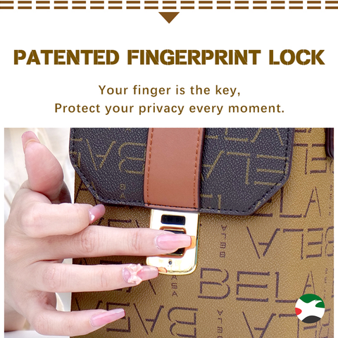 Women's Leather Fingerprint Lock Purse, Long Wallets, Mobile Phone Pouches, Anti-theft Lock