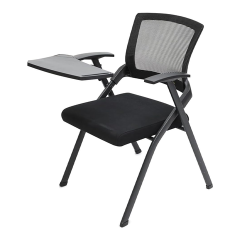 Olmecs Black Mesh Study Chair – Ergonomic Chair with Writing Pad for Students & Adults