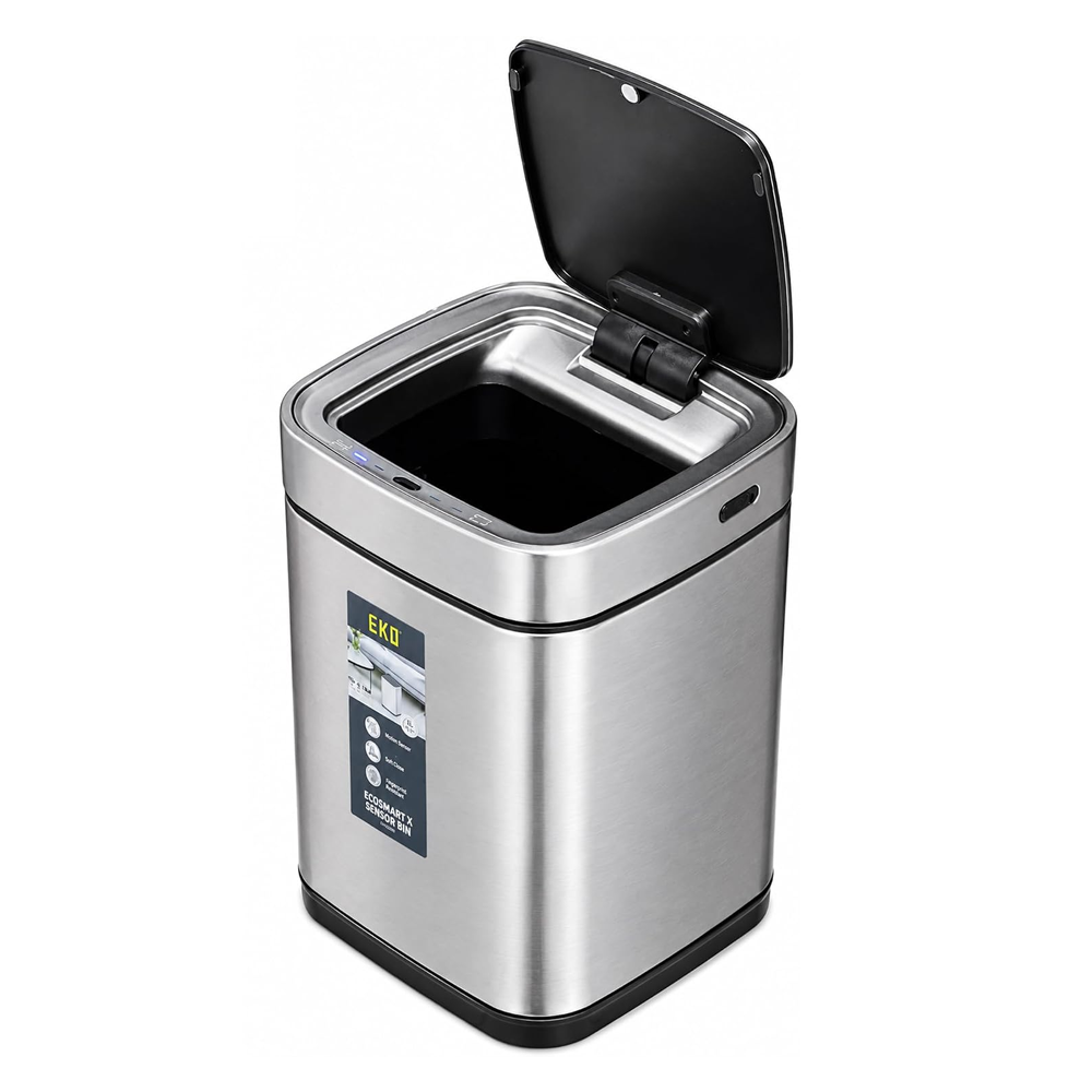 EKO Automatic Sensor Bin 6L/9L Kitchen Trash Can Garbage Can Stainless Steel Touch Free Trash Can with Lid