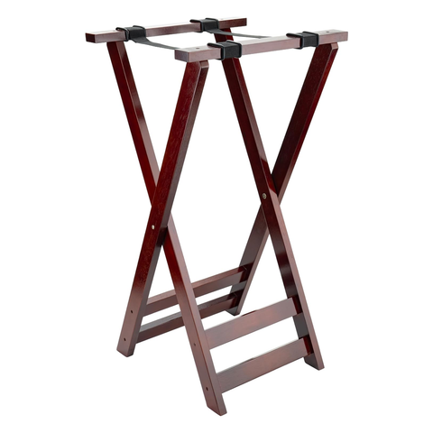 Olmecs Wooden Tray Stand Mahogany Brown 32 Inches