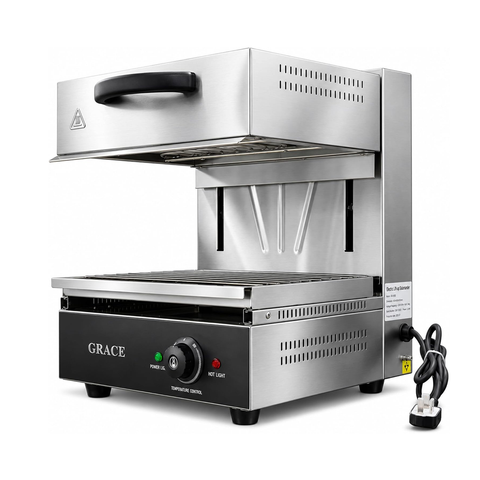 Olmecs Commercial Electric Salamander Grill 2.8KW Countertop Stainless Steel Broiler | Adjustable Upper Heating Element