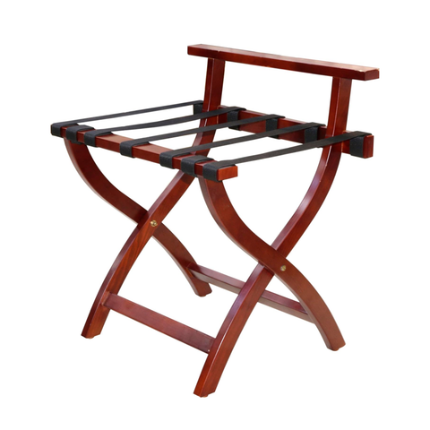 Olmecs Folding Luggage Rack Hotel Folding Luggage Rack Wooden - Travel Bag Holder Suitcase Stand with Nylon Belts (GR-J2, 60*46*67CM)