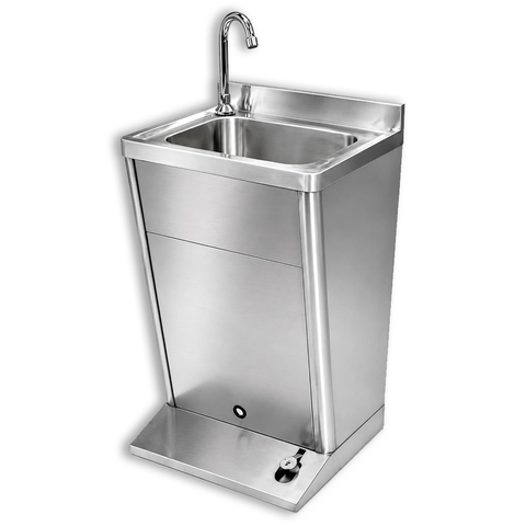Olmecs Foot Operated Stainless Steel Handwash Sink Handsfree Wallmounted with Faucet (50x45x85cm)