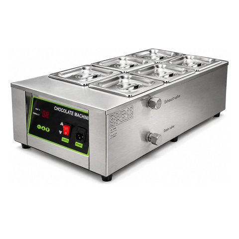 Commercial Chocolate Tempering Machine, 1000W Chocolate Melting Machine With Temperature Control 6 Compartment