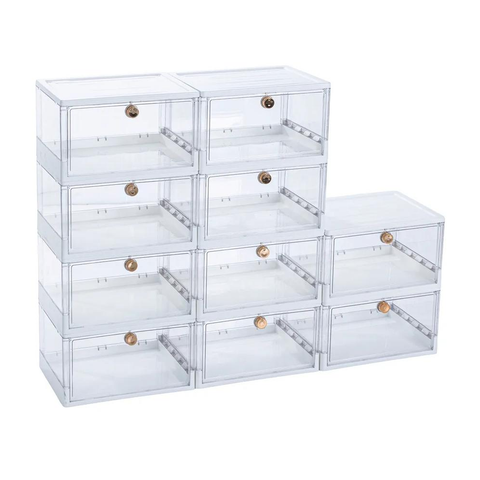 Foldable 4-Side Transparent Shoe Storage Box Set, T8005-10 (10 Pcs.)