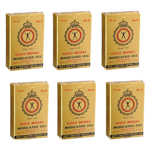 Gold Medal Medicated oil for external use - 10cc (10ml)  Made in Singapore (Pack of 6)