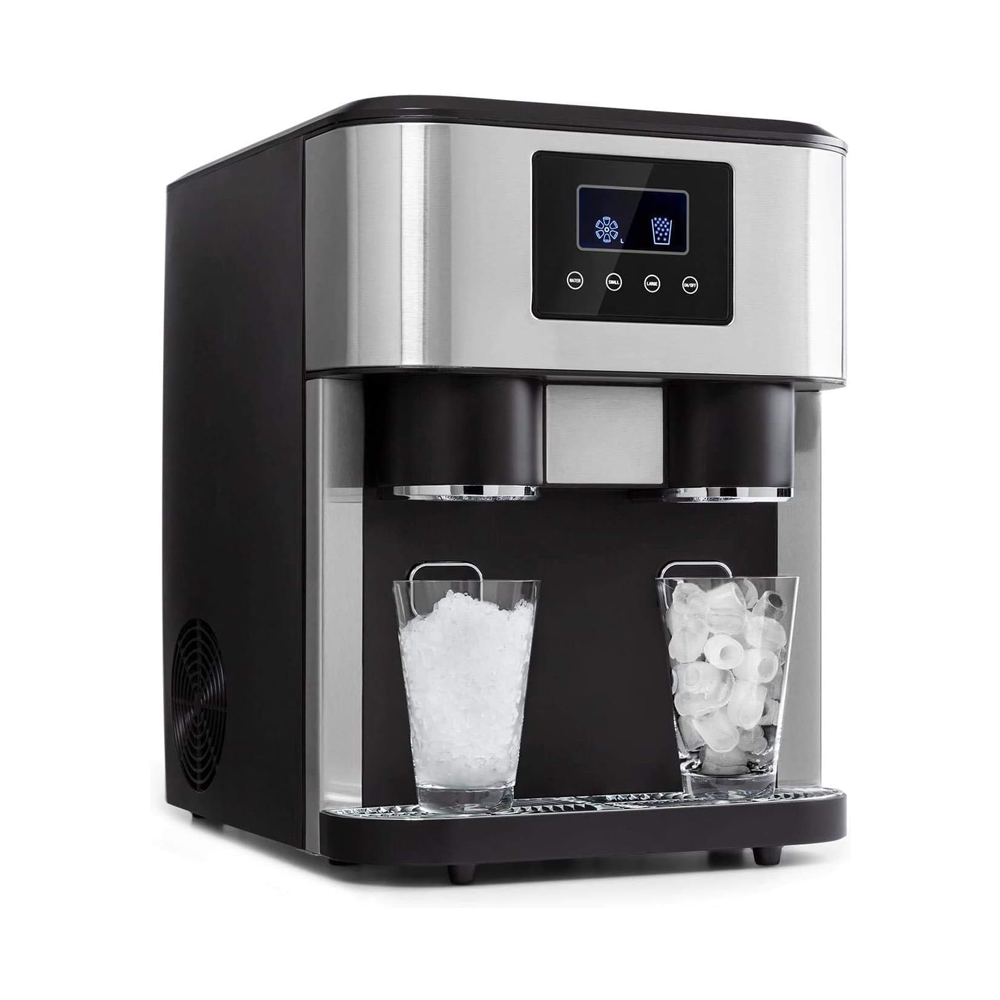 Olmecs Ice Maker, 3-in-1: Ice Cubes, Crushed Ice, Cold Water, LCD Display, 1.8L Tank