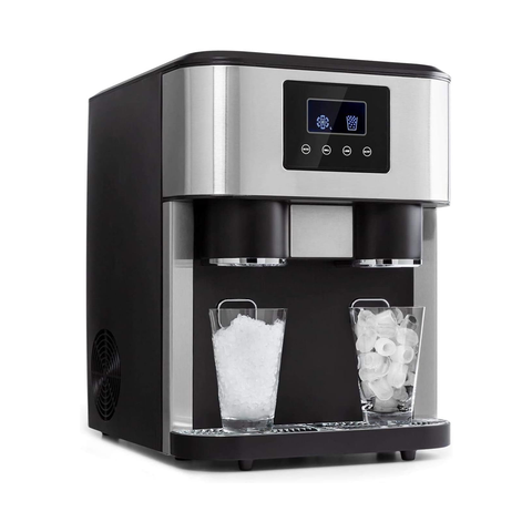 Olmecs Ice Maker, 3-in-1: Ice Cubes, Crushed Ice, Cold Water, LCD Display, 1.8L Tank