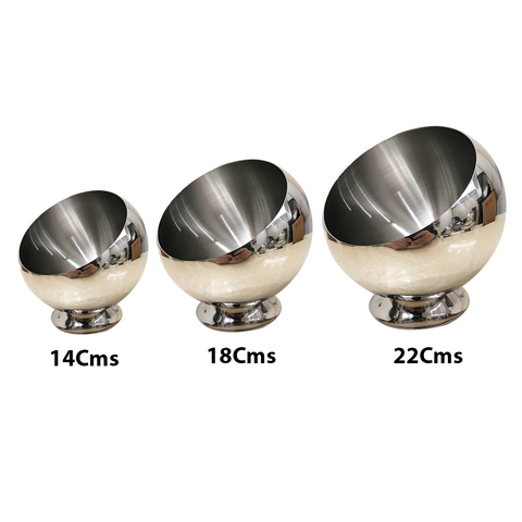 Eco-Friendly Polished Stainless Steel 201 Oblique Mouth Mixing Serving Bowls for Hotels & Restaurants (18 Cms)
