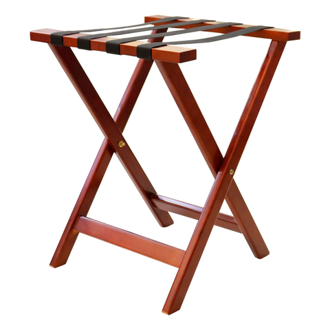 Olmecs Folding Luggage Rack Hotel Folding Luggage Rack Wooden - Travel Bag Holder Suitcase Stand with Nylon Belts (GR-J1, 46*46*60CM)