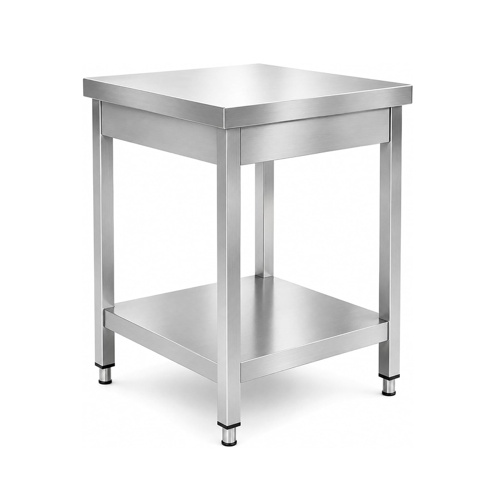 Olmecs Stainless Steel Table for Prep & Work Commercial Heavy Duty Table with Undershelf for Restaurant  (60x70x85 Cm)