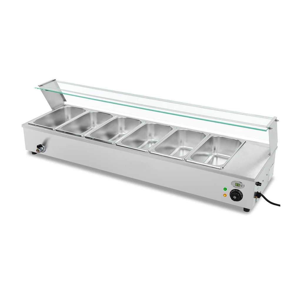 Olmecs Stainless Steel Bain Marie Hot Counter 6 Compartment