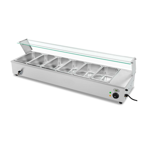 Olmecs Stainless Steel Bain Marie Hot Counter 6 Compartment