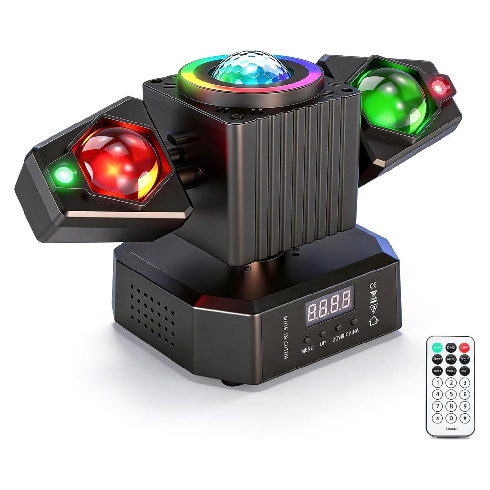 Olmecs 50W LED Beam Moving Head Light Red Green Laser Disco Light with Magic Ball Rotating Remote Control Suitable for DJ Party