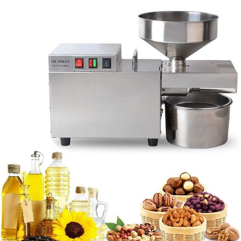 Olmecs Commercial Oil Press Machine Cold/Hot Nut Oil Extractor Automatic Food-Grade Stainless Steel Home Oil Expeller for Coconut Castor Olive Peanuts