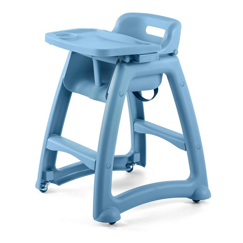 Olmecs Baby Chair with Wheels For Restaurant Base (Blue)