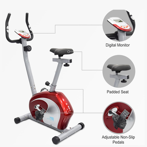 Magnetic Upright Exercise Bike, 8 Levels, Adjustable Seat, EM-1531