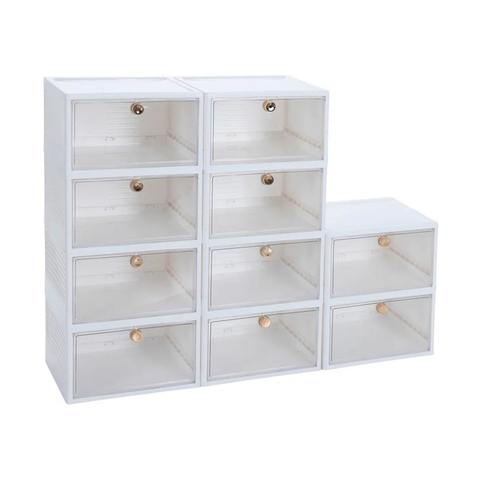 Foldable 1-Side Transparent Shoe Storage Box Set, 8005-10 (10 Pcs.)