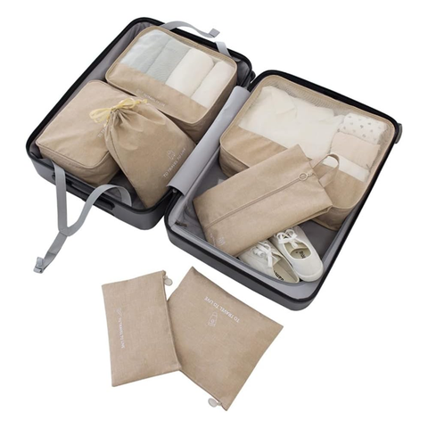 Willow 7 Pcs Travel Luggage Packing Organizers Set,Compression Travel Luggage Organizer (Grey, oxford fabric)