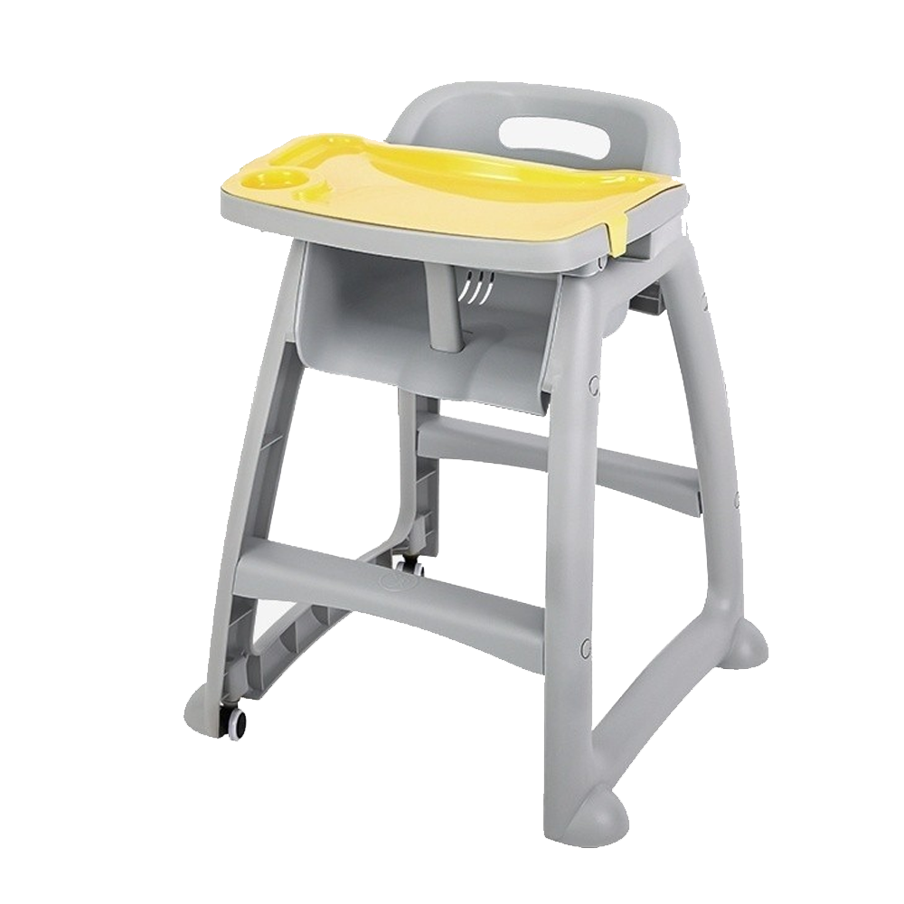 Baby Restaurant High Chair with Wheels and Double Tray | Professional Children's High Chair for Hospitality