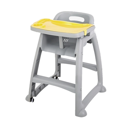 Baby Restaurant High Chair with Wheels and Double Tray | Professional Children's High Chair for Hospitality