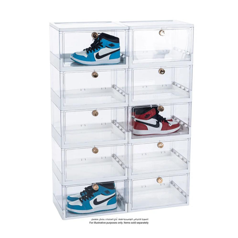 Foldable 4-Side Transparent Shoe Storage Box Set, T8005-10 (10 Pcs.)