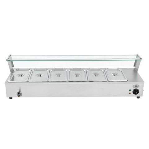 Olmecs Stainless Steel Bain Marie Hot Counter 6 Compartment