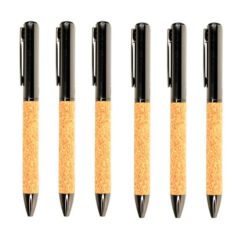 Olmecs AMP 69-1 Metal & Cork Pen for Corporate Gifting with Gift Box (6Pc Pack)