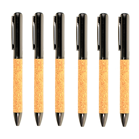 Olmecs AMP 69-1 Metal & Cork Pen for Corporate Gifting with Gift Box (6Pc Pack)