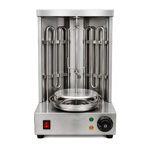 Olmecs Electric Mini Shawarma Machine – Commercial Countertop Shawarma Grill with Dual Burners, Motorized Rotating Skewer