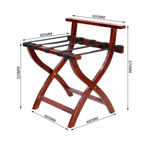Olmecs Folding Luggage Rack Hotel Folding Luggage Rack Wooden - Travel Bag Holder Suitcase Stand with Nylon Belts (GR-J2, 60*46*67CM)