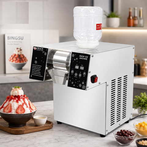 GRACE Commercial Bingsu Snowflakes Ice Machine, 200kg/24H Capacity, 1200W Snow Ice Shaver