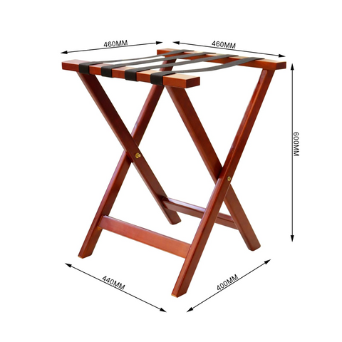 Olmecs Folding Luggage Rack Hotel Folding Luggage Rack Wooden - Travel Bag Holder Suitcase Stand with Nylon Belts (GR-J1, 46*46*60CM)